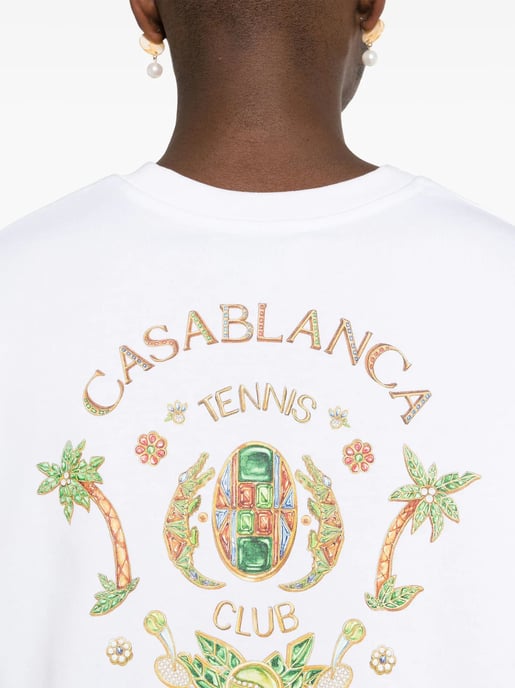 Casablanca Joyaux D'Afrique Tennis Club Bedrucktes T-Shirt in Weiß - Image 5