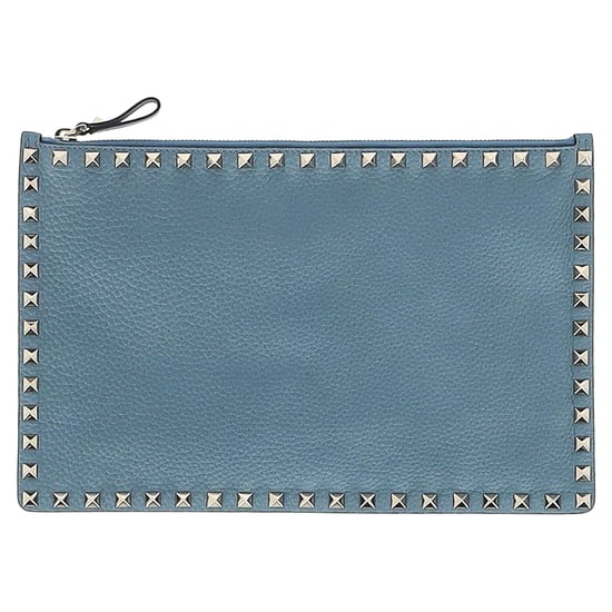 Valentino Garavani Rockstud Clutch-Tasche aus blauem Leder - Image 2