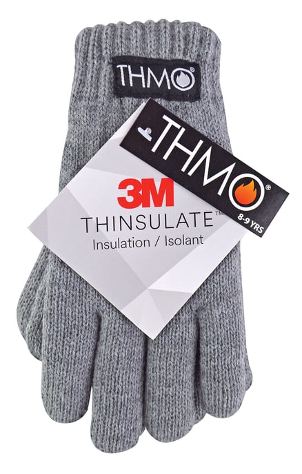 Thinsulate-Kinderhandschuhe für den Winter | THMO | Jungen & Mädchen gestrickte Thermo-Vollfingerhandschuhe für Kinder - Grau - Image 2