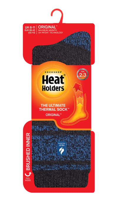 Wärmehalter - Herren extra dicke Thermosocken für den Winter | Warme flauschige Fleece isolierte Socken | Geschenke für Männer - Charcoal / Blau (Athen) - Image 2