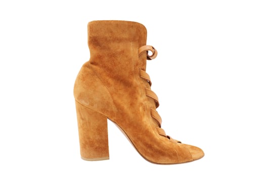 Gianvito Rossi Brooklyn Peeptoe-Stiefeletten aus braunem Wildleder - Image 1