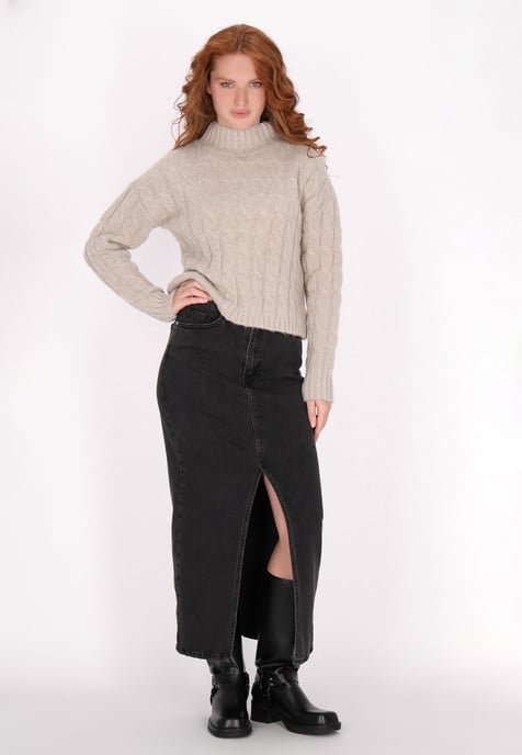 Dreimaster Pullover Damen Hellbraun Melange - Image 2