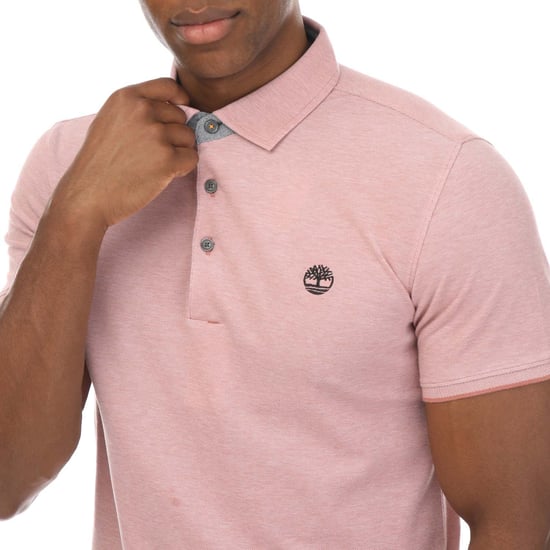 Men's Timberland Oxford Short Sleeve Polo in Pink