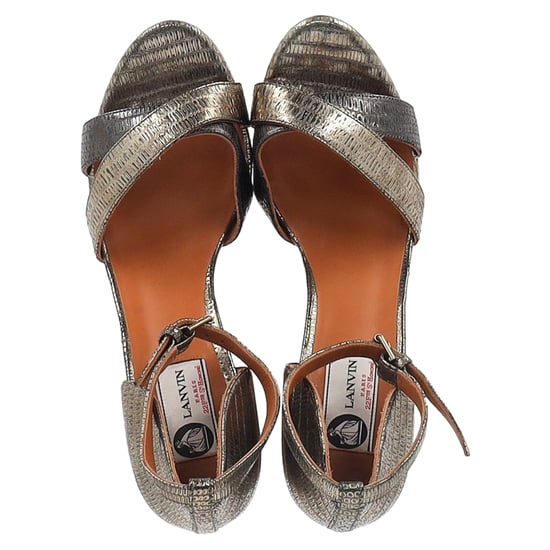 Lanvin Schlangenpräge Espadrille Slingback Keilabsätze aus silbernem Leder - Image 3