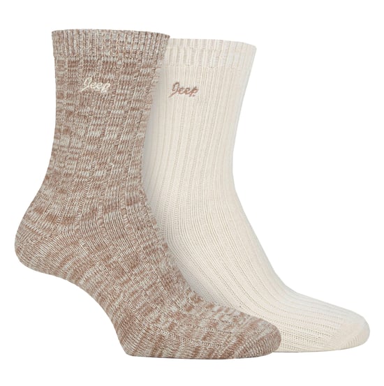 Womens Walking Boot Socken | Jeep | 2 Pack High Performance Polyester Running Socken - Taupe / Creme - Image 1