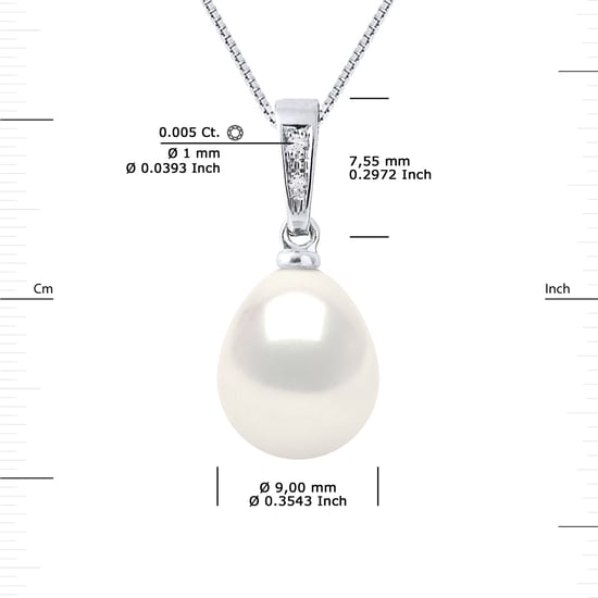 DIADEMA - Pendant - Diamonds - Real Freshwater Pearls - White - White Gold