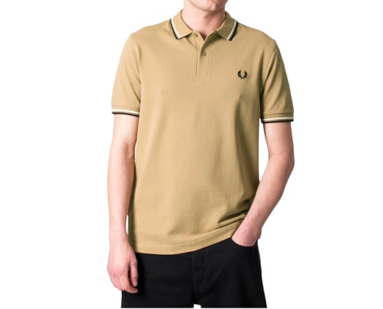 Fred Perry M3600 Twin Tipped Polo Shirt Warm Stone Beige - Image 1