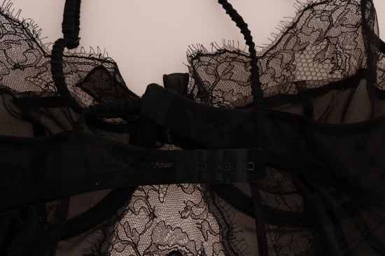Dolce & Gabbana Damen Schwarzes Seiden-Spitzen-Chemise Lingerie-Oberteil - Image 4