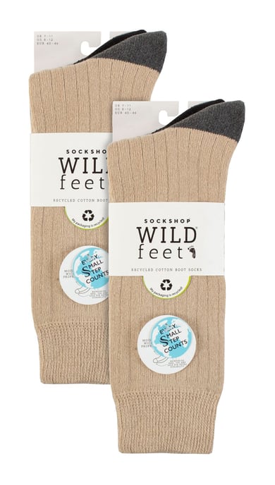 6er-Pack Herren-Stiefelsocken | Wildfeet | Baumwollsocken zum Wandern, Spazierengehen & Laufen - Schwarz / Grau / Beige - Image 2