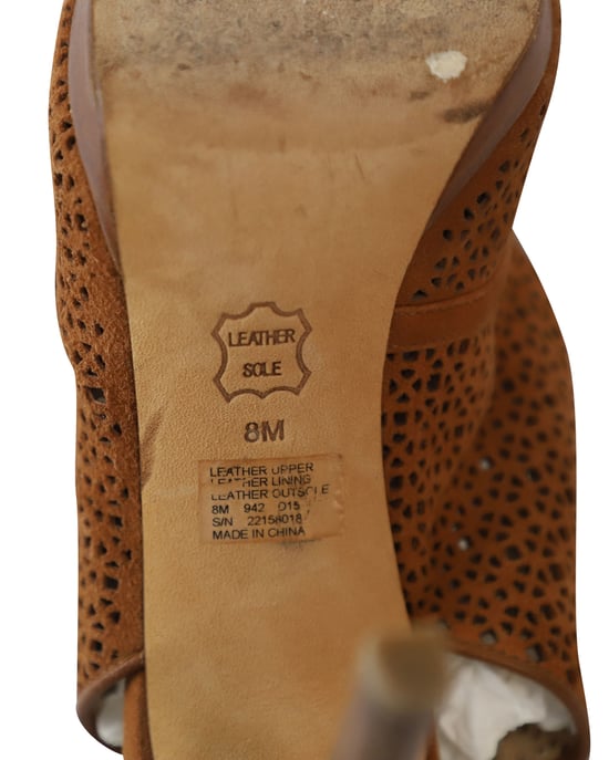 Tory Burch Lasergeschnittene Peeptoe-Sandalen aus braunem Leder - Image 6