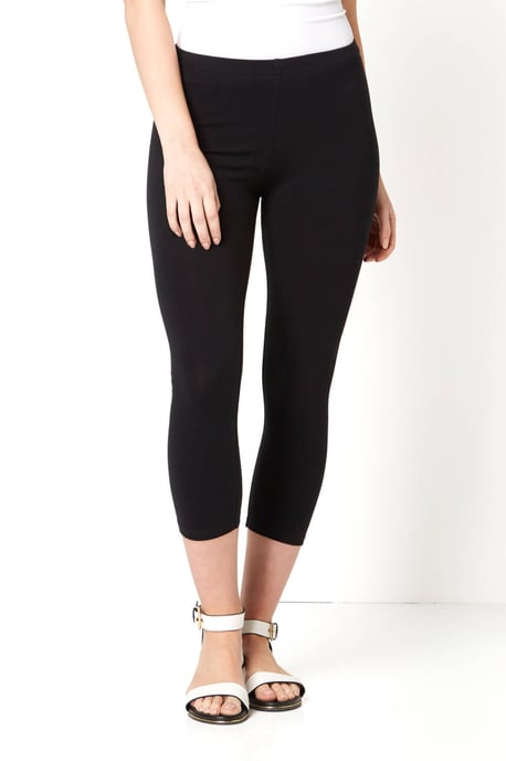 Curve Plain Elastic Waist Cropped Leggings - Image 4