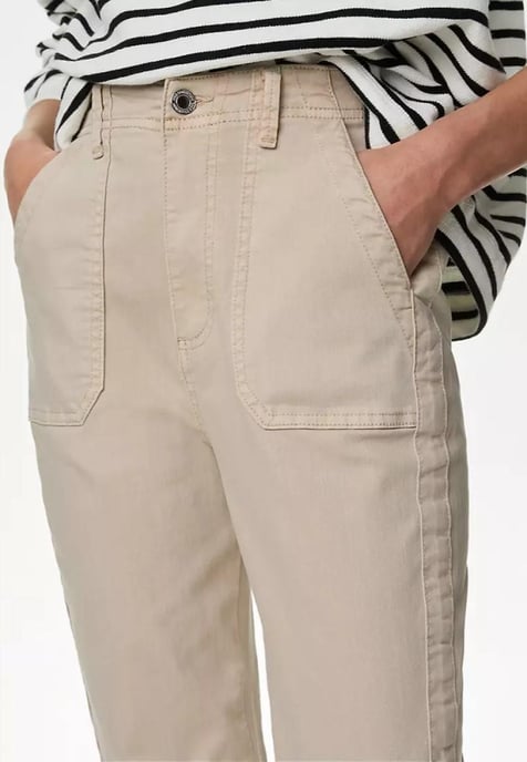 M&S Collection Damen Baumwollmischung Slim Fit Ankle Grazer Joggers Sand - Image 3