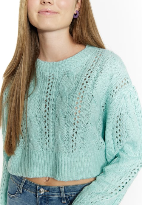 Mymo Kurzer Strickpullover Damen Aqua - Image 5