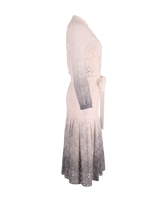Burberry Prorsum Degrade Spitze Kleid in Ombre Weiß/Grau Triacetat - Image 5