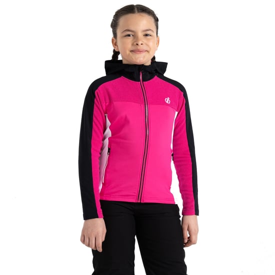 Dare 2B Childrens/Kids Thriving Core Stretch Hooded Midlayer (Pure Pink/Black)