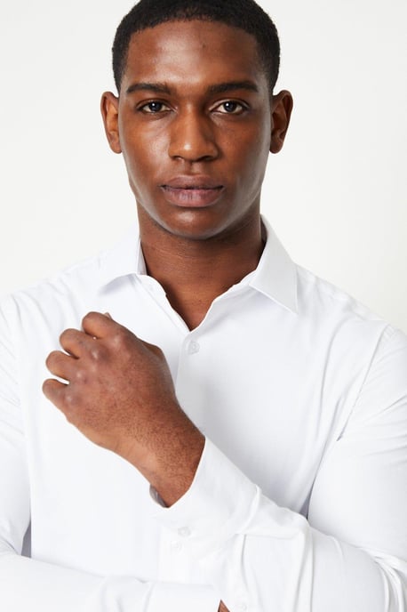 White Skinny Fit Long Sleeve Easy Iron Shirt - Image 4
