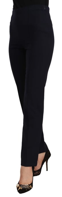 AGLINI Schwarze Hochtaillierte Polyester Damen Gerade Hosen - Image 2