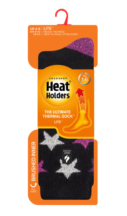Heat Holders Lite - Womens isoliert thermische Socken | Mehrere Designs einschließlich Argyle Streifen Herzen Sterne | Warme Socken für den Winter - Schwarz (Nice) - Image 2