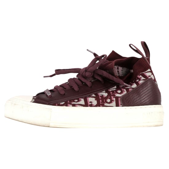 Christian Dior Walk 'n' Dior Strick-High-Top-Sneaker aus burgunderrotem Leder und Polyester - Image 4