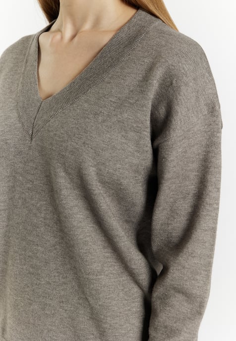 Dreimaster Strickpullover Damen Grau Melange - Image 5