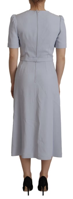 Dolce & Gabbana Blau Floral Applikation Midi Viskose Damenkleid - Image 3