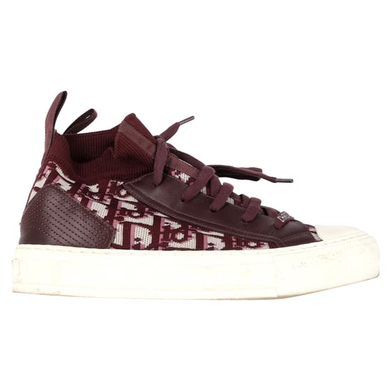 Christian Dior Walk 'n' Dior Strick-High-Top-Sneaker aus burgunderrotem Leder und Polyester - Image 1