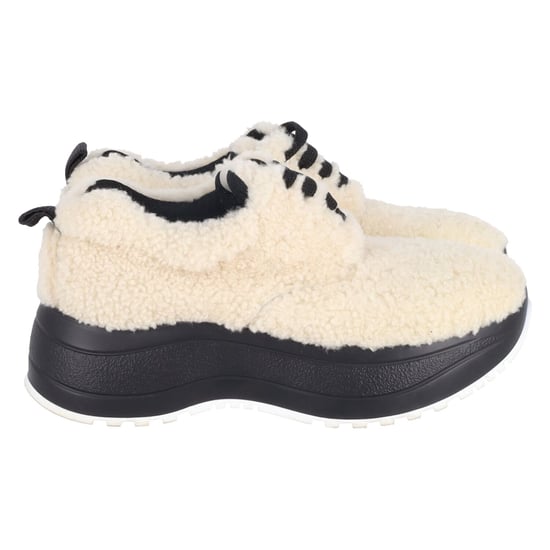 Celine Lieferung Lammfell Plattform Sneakers in cremiger Wolle - Image 6