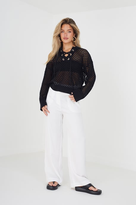 Black 'Hydro' Cotton Open Knit Jumper