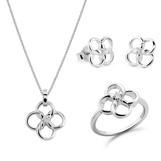 Orphelia 'Aida' Damen-Set aus 925er Sterlingsilber: Halskette + Ohrringe + Ring – Silber SET-7472 - Image 1