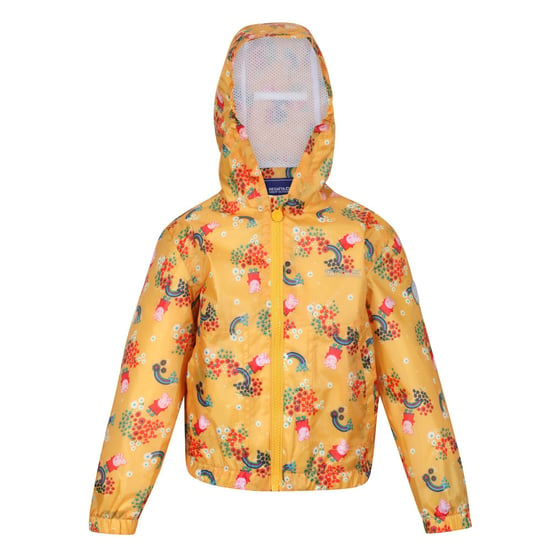 Regatta Childrens/Kids Muddy Puddle Peppa Pig Floral Hooded Waterproof Jacket (Glowlight Yellow)
