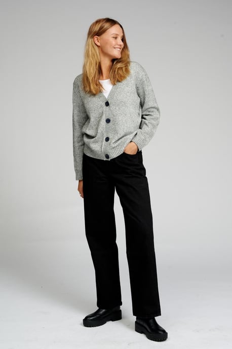 Knitted Cardigan - Light Grey Melange