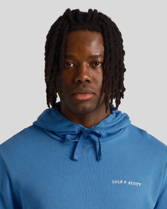 Bestickter Loopback-Kapuzenpullover für Herren in Blau - Image 4