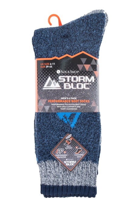 STORM BLOC - 4 Paar Herren Cushion Sole Wandern Arbeit Boot Socken - Image 2