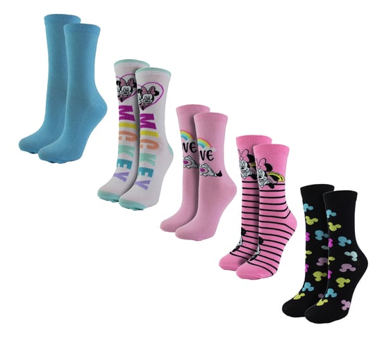 5 Paar Minnie Mouse Socken für Frauen | Niedliche Neuheit Disney Mickey Mouse Socken | Ideale Weihnachtsgeschenke - Minnie&Mickey - Image 1