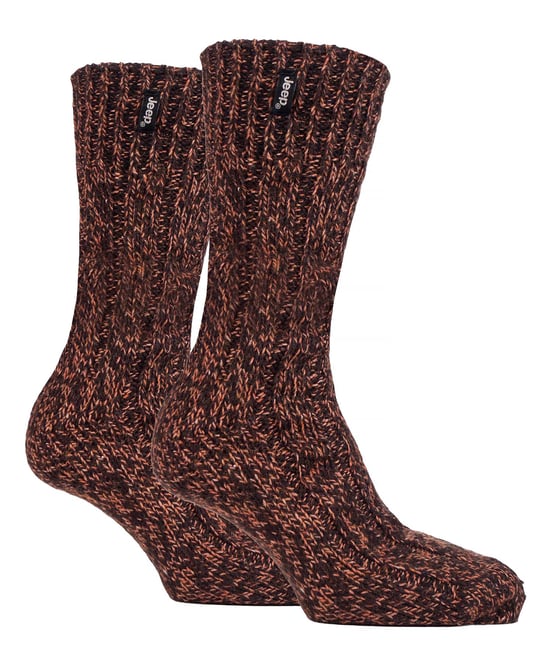 Herren Wolle Wandern Socken | Jeep | Knit Ribbed Design gepolstert Boot Socken für Trekking, Laufen, Wandern - Amber / Brown - Image 1