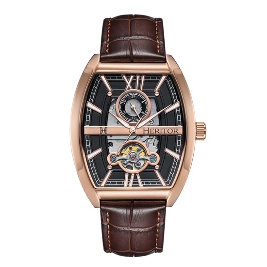 Heritor Automatische Masterson Semi-Skelett Lederarmbanduhr - Image 1
