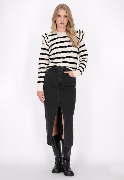 Dreimaster Pullover Damen Schwarz Weiss Streifen - Image 2