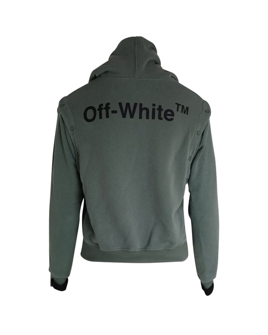 Off-White Hoodie mit abnehmbaren Ärmeln in khakifarbenem Baumwollpullover - Image 4