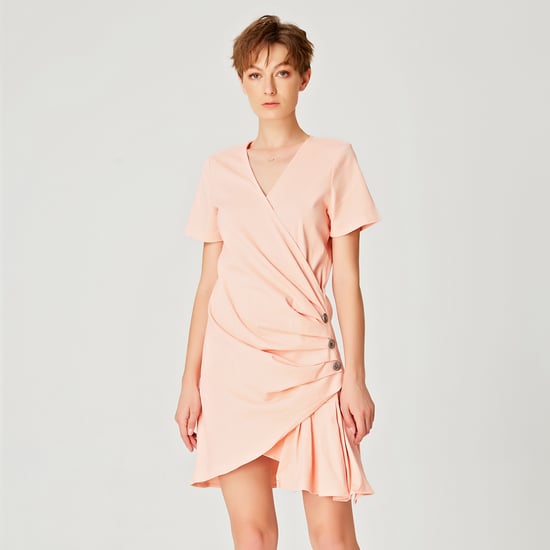 Asymmetrisches drapiertes Kurzkleid aus Popeline - Image 1