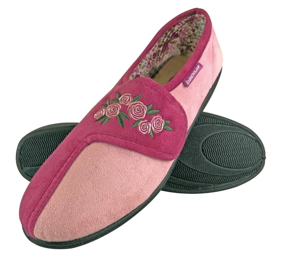 Dunlop - Ladies Adjustable Wide Fit Memory Foam Floral Velcro Hausschuhe für ältere Frauen - Image 1