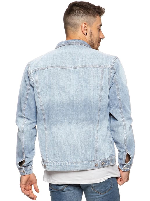 Enzo Men's Enzo Denim Designer Jacke - Hellblau - Image 3