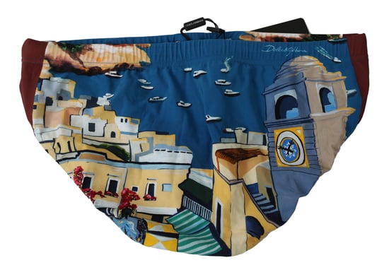 Dolce & Gabbana Blue CAPRI Beachwear Briefs Logo Nylon Swimwear