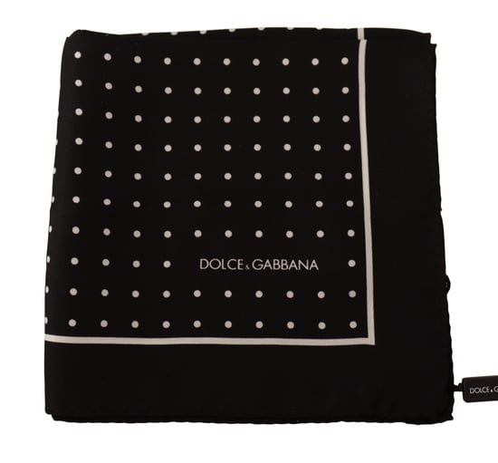 Dolce & Gabbana Men's Black Dotted Silk Square Handkerchief Scarf - Image 2