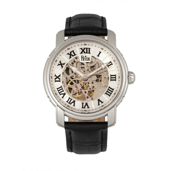 Reign Kahn Automatic Skeleton Leather-Band Watch