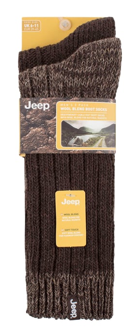 Herren Wolle Wandern Socken | Jeep | Heavyweight gerippte Kabel stricken Wolle Mischung Boot Socken | Atmungsaktive Outdoor-Socken - Braun / Erde - Image 2