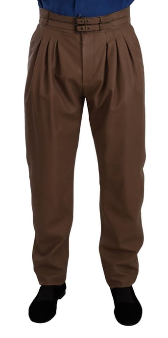 Leder Hosen mit hohem Taillenschnitt und schmalem Bein - Image 1