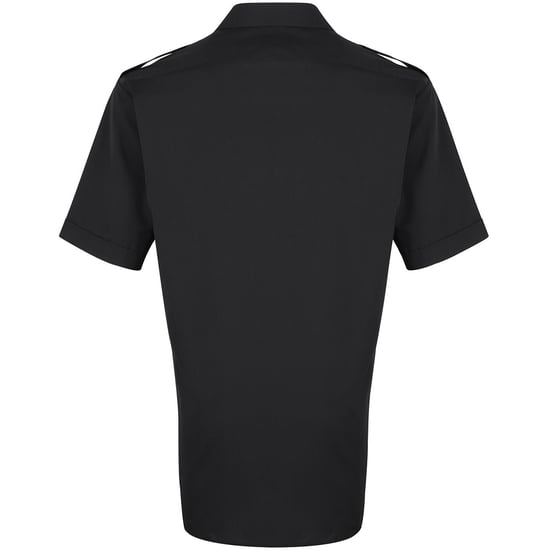 Premier Mens Short Sleeve Pilot Plain Work Shirt (Black)