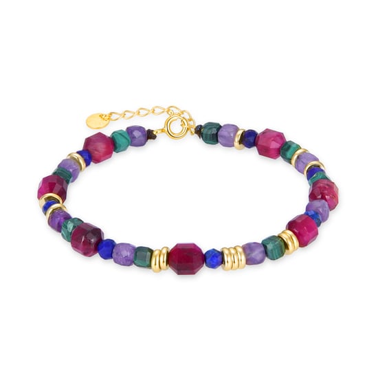 Luxenter 925 Sterling Silver Bracelet with Multicoloured Natural Stone finished in 18K yellow gold - Asela