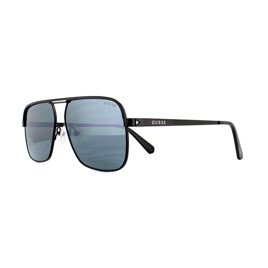 Guess Square Mens Matte Black Green Mirror Sunglasses