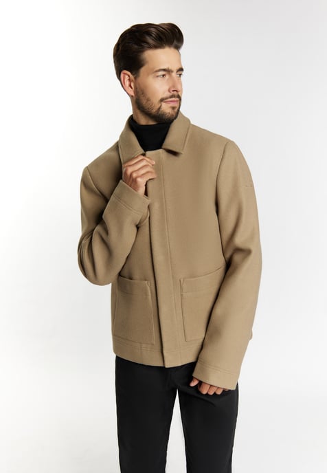 Dreimaster Übergangsjacke in Wolloptik Herren Graubeige - Image 3